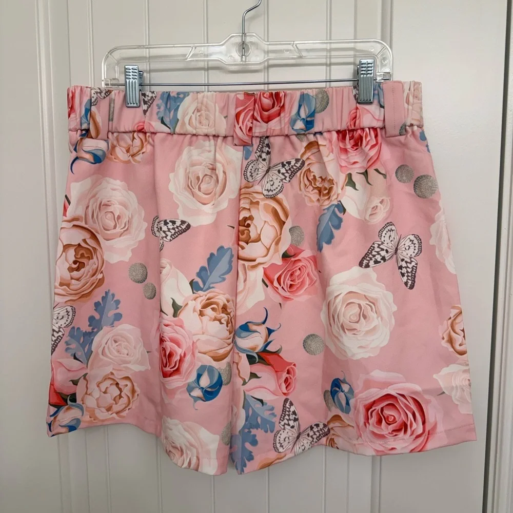Floral Pink  dress Women's Shorts sz XXL - Picture 3 of 6